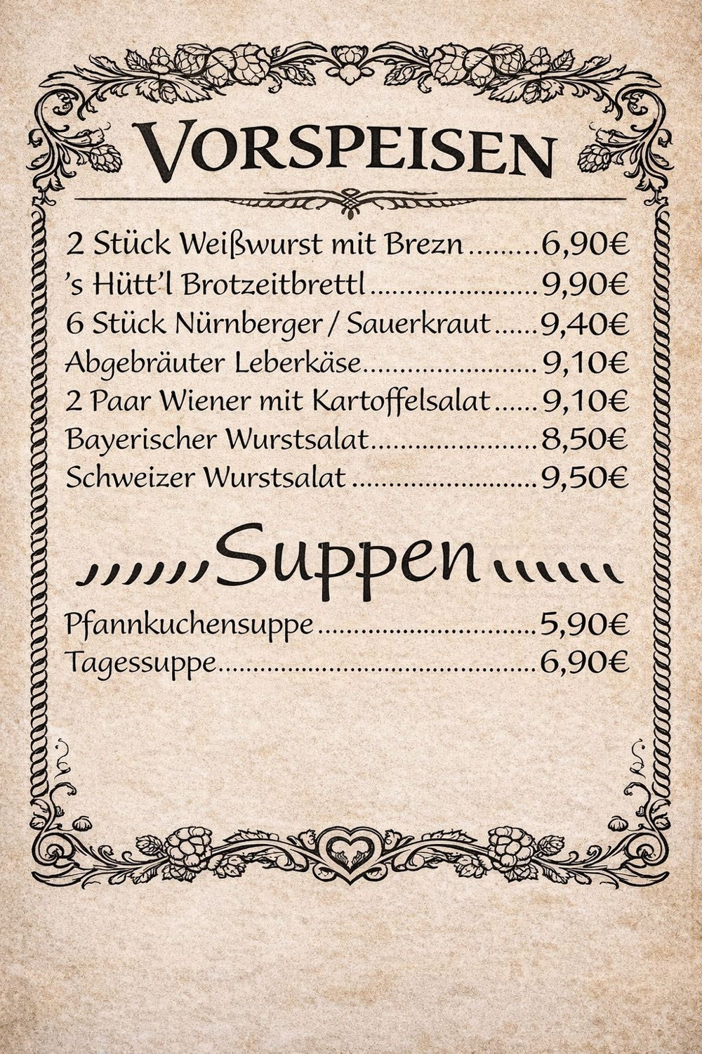 Speisekarte Seite 2